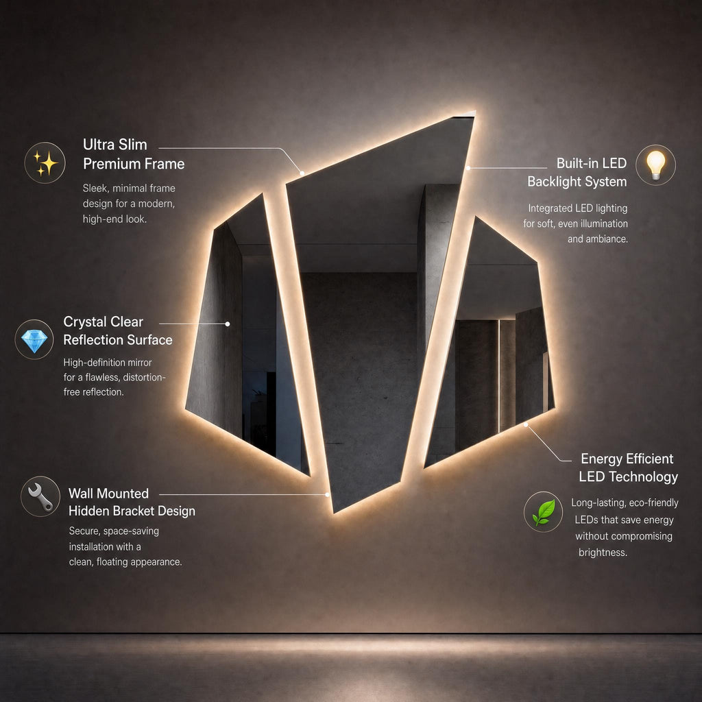 LED Backlit Lightling Mirror, Frameless Modern Bathroom Vanity Decor