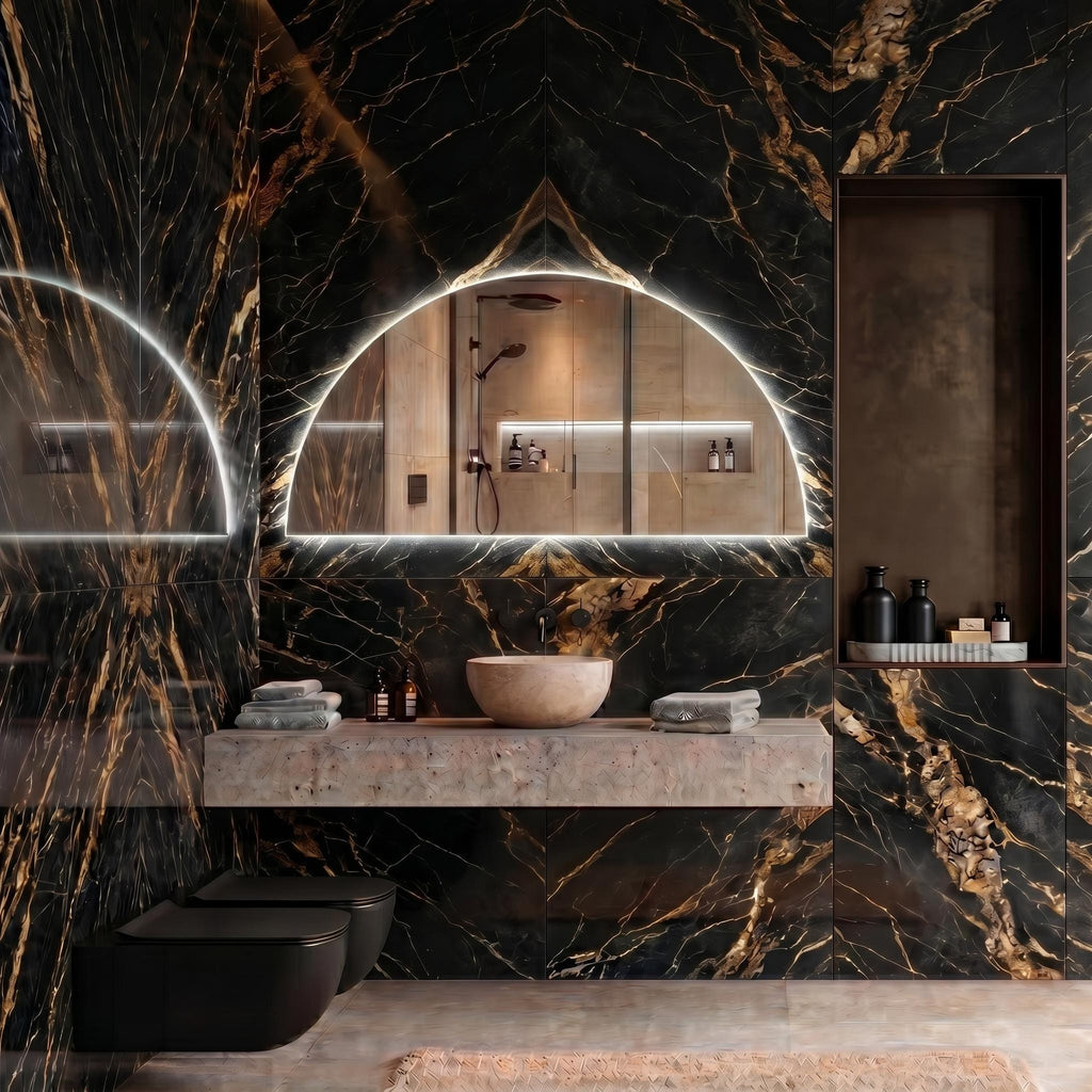 Frameless Half Circle LED Mirror | Modern Backlit Vanity Wall Decor