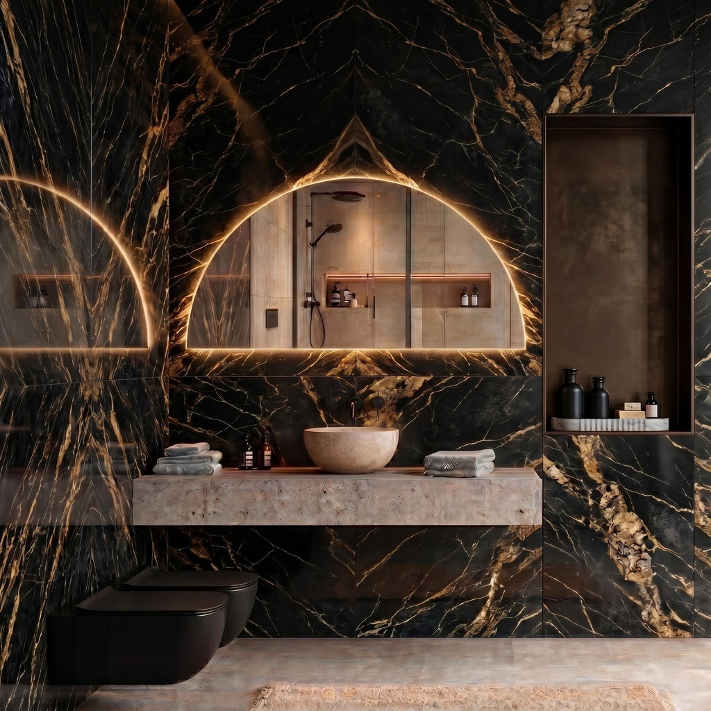 Frameless Half Circle LED Mirror | Modern Backlit Vanity Wall Decor