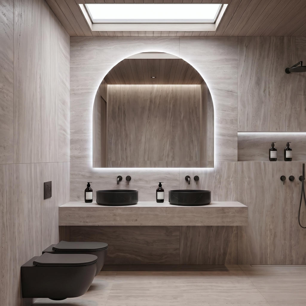 LED Backlit Arch Mirror, Frameless Modern Bathroom Vanity Decor