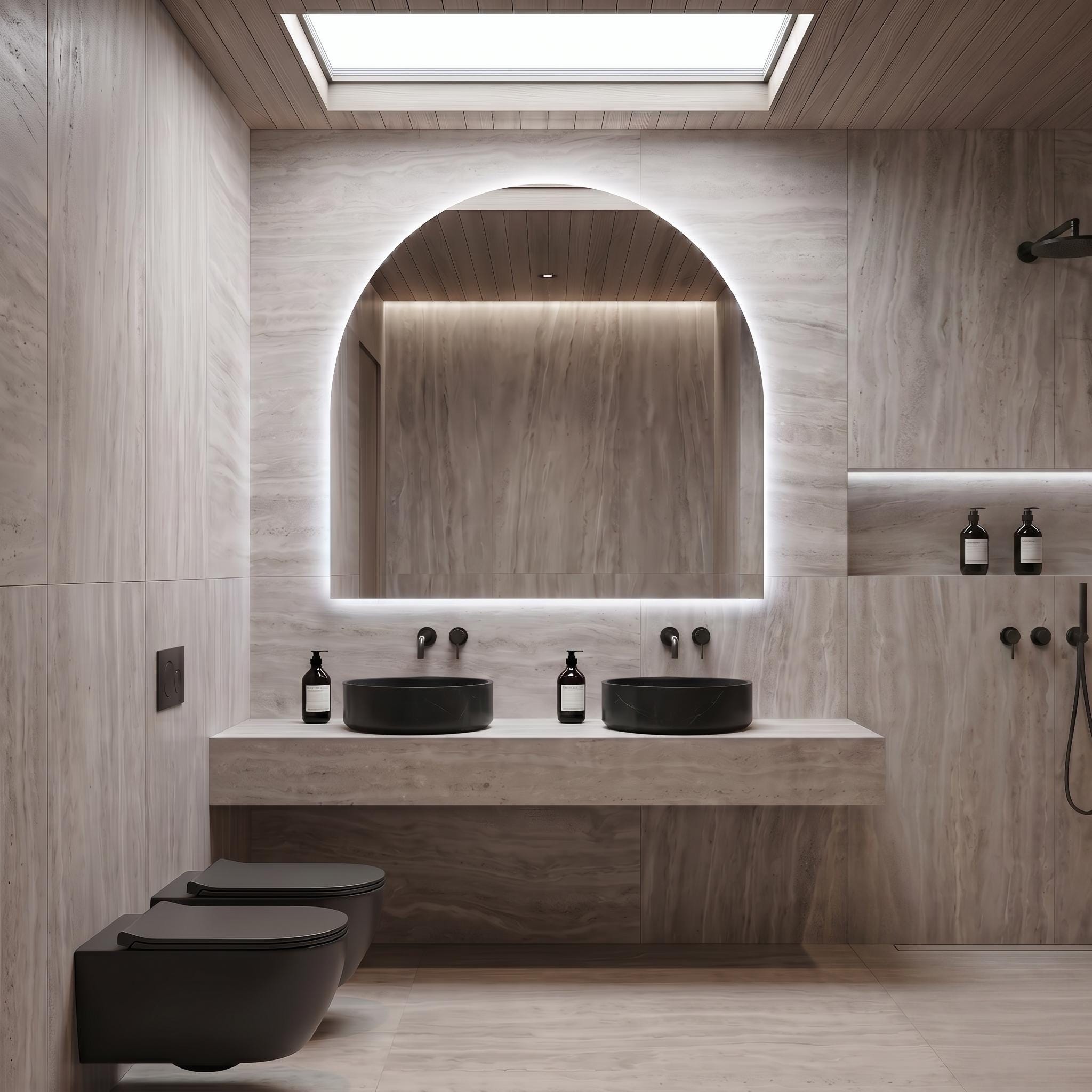 LED Backlit Arch Mirror, Frameless Modern Bathroom Vanity Decor