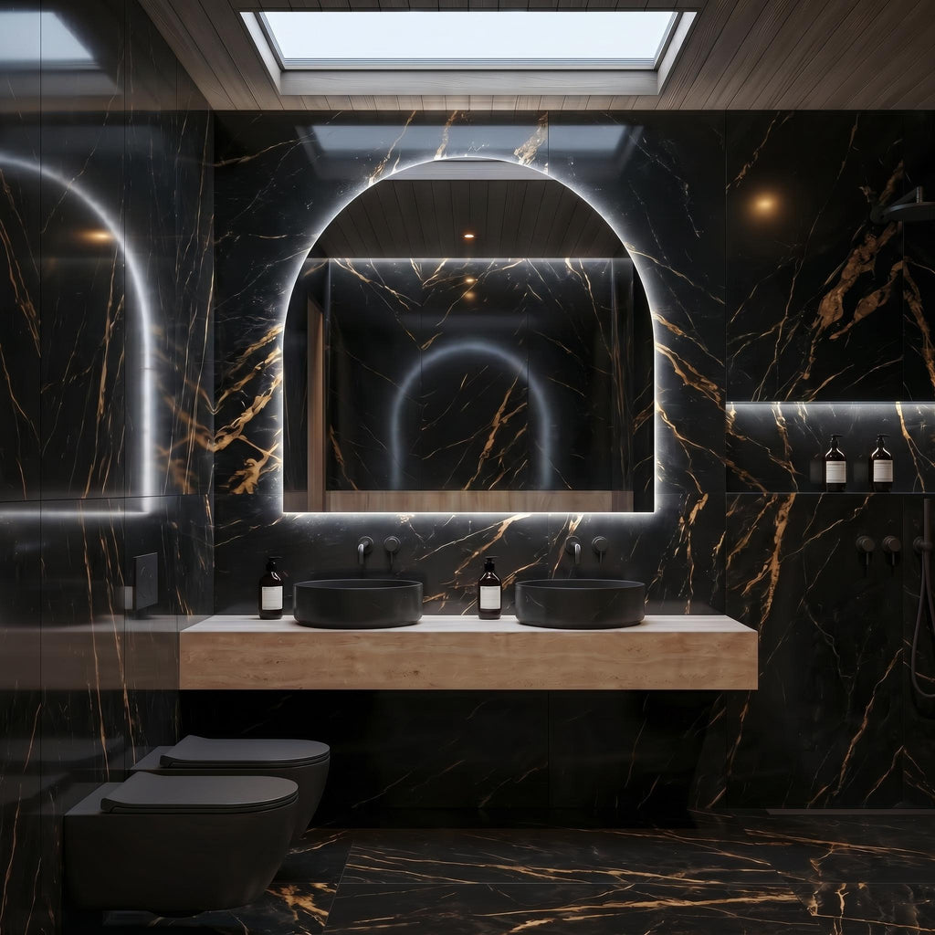 LED Backlit Arch Mirror, Frameless Modern Bathroom Vanity Decor
