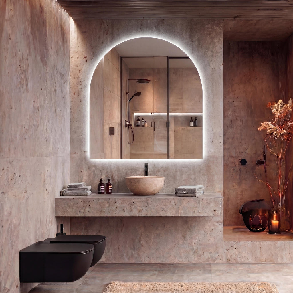 LED Backlit Arch Mirror, Frameless Modern Bathroom Vanity Decor