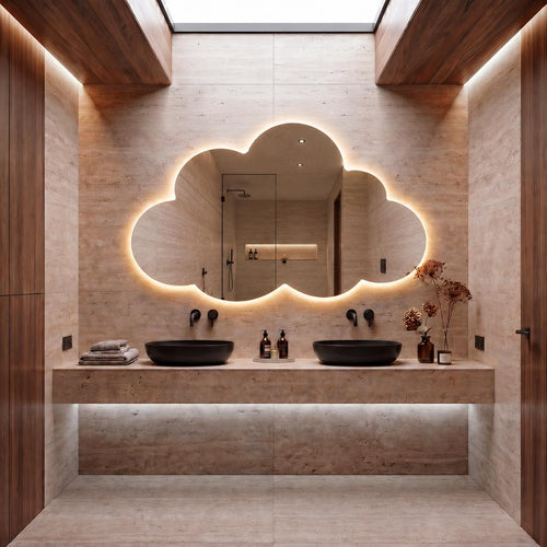 Asymmetrical Cloud LED Mirror - Backlit Bathroom & Bedroom Vanity Mirror - Irregular Wavy Wall Decor