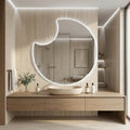 Asymmetrical LED Backlit Mirror, Frameless Modern Bathroom Vanity Decor