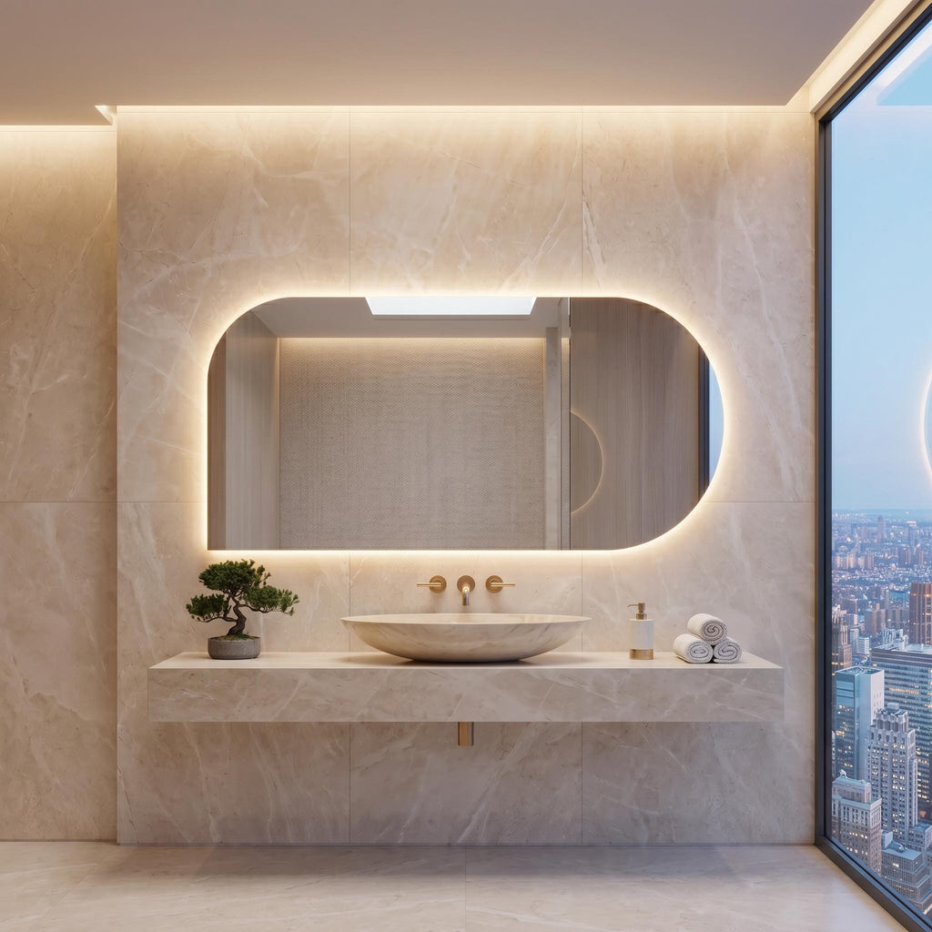 LED Backlit Bathroom Mirror, Organic Shape Vanity Wall Mirror