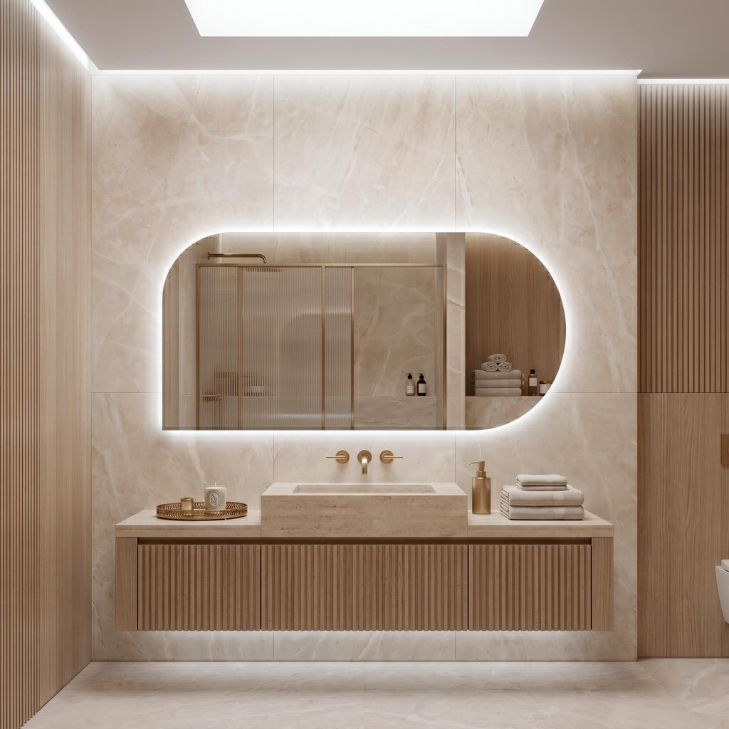 LED Backlit Bathroom Mirror, Organic Shape Vanity Wall Mirror