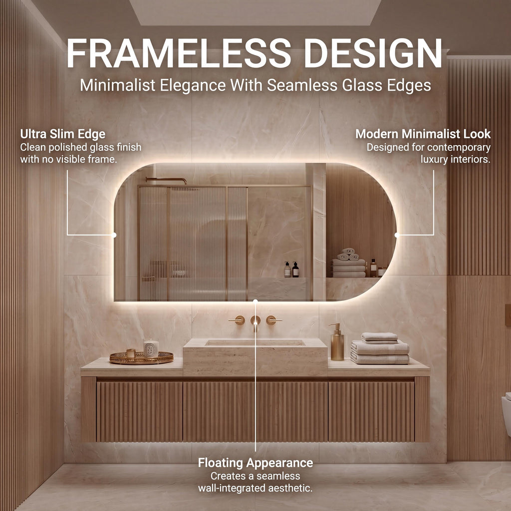 LED Backlit Bathroom Mirror, Organic Shape Vanity Wall Mirror