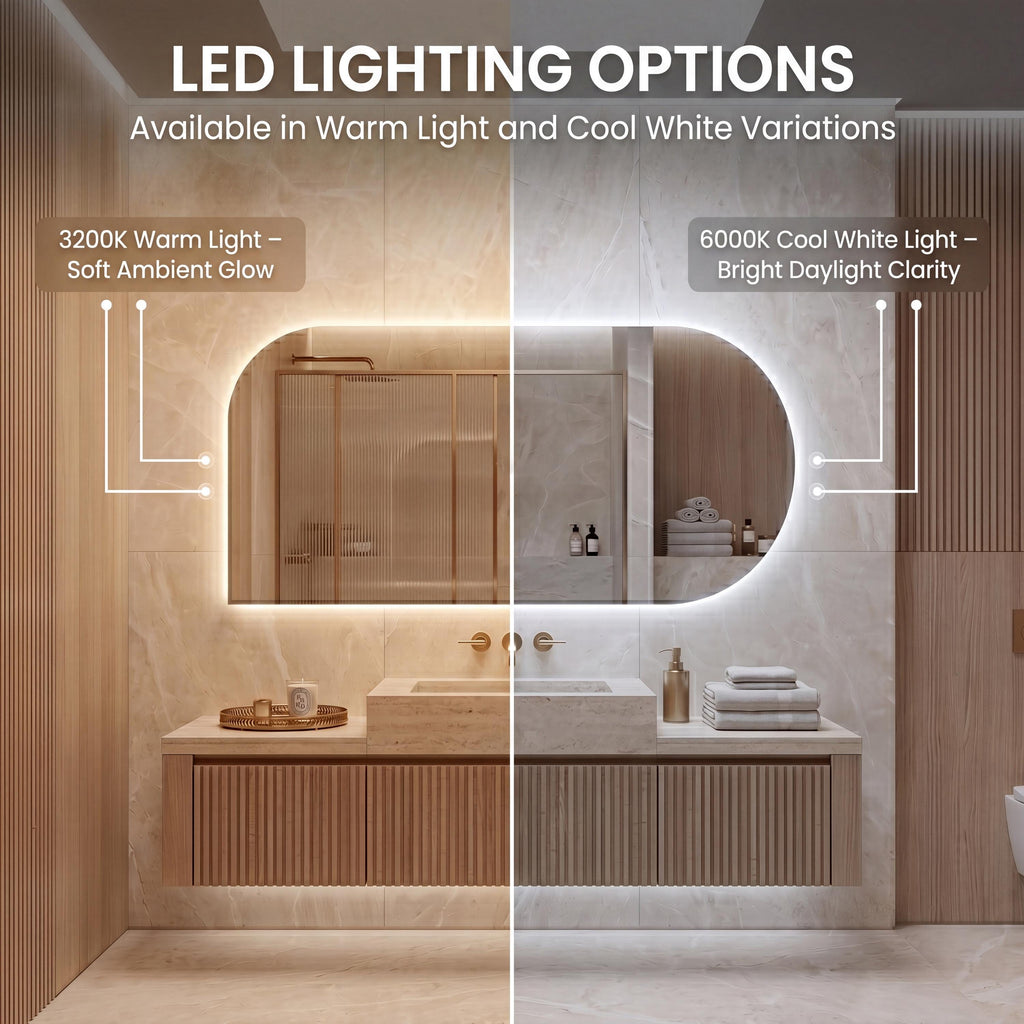 LED Backlit Bathroom Mirror, Organic Shape Vanity Wall Mirror
