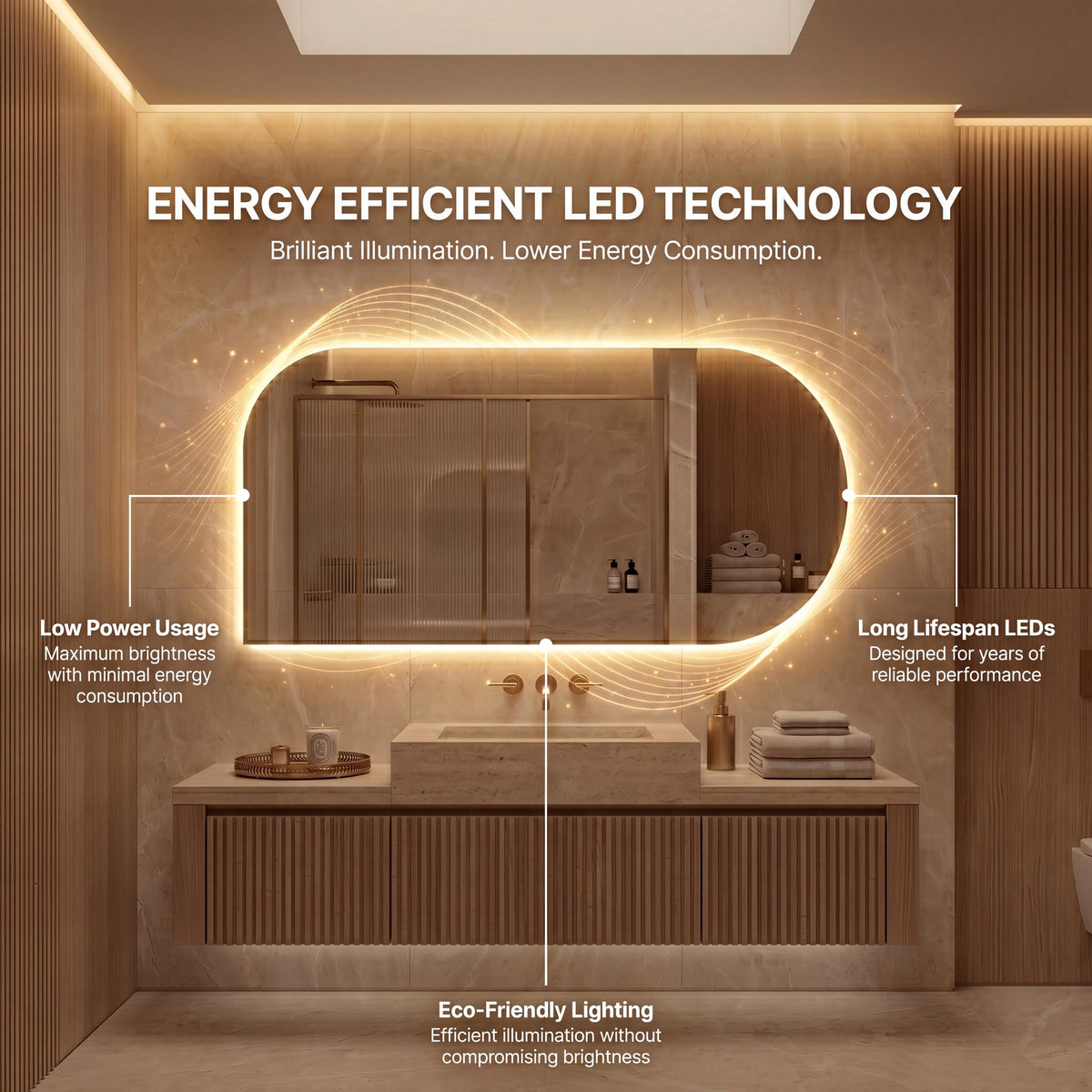 LED Backlit Bathroom Mirror, Organic Shape Vanity Wall Mirror