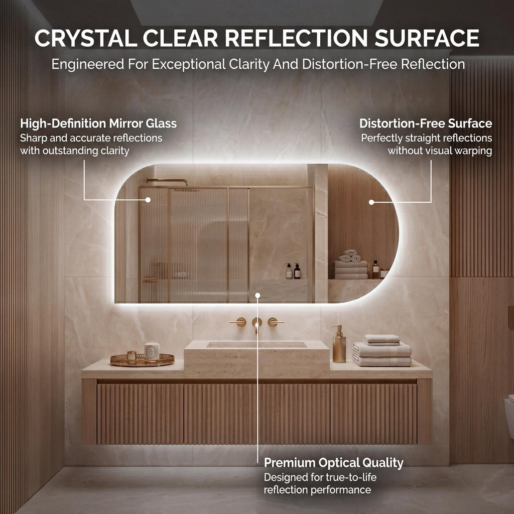 LED Backlit Bathroom Mirror, Organic Shape Vanity Wall Mirror