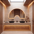 Luna Arch Symmetric Wall Decor  Irregular Bathroom Mirror with LED, Modern Frameless