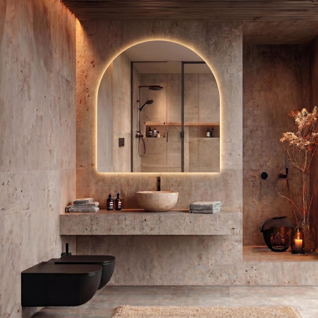 LED Backlit Arch Mirror, Frameless Modern Bathroom Vanity Decor