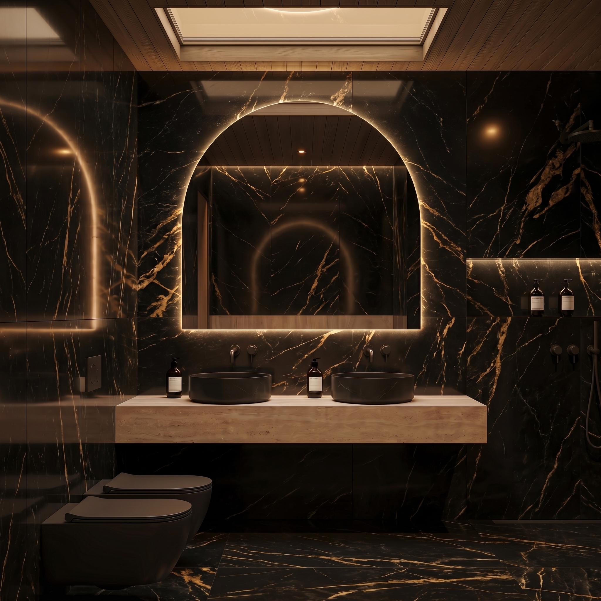 LED Backlit Arch Mirror, Frameless Modern Bathroom Vanity Decor