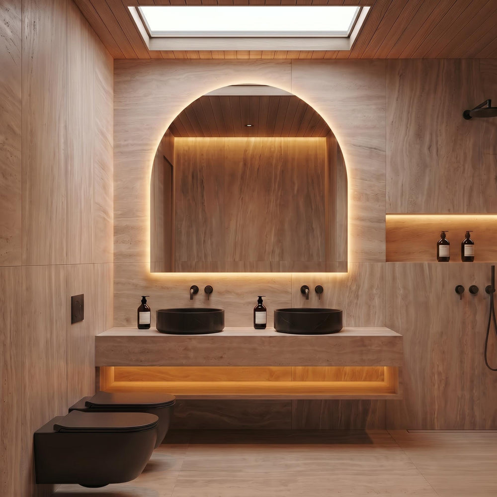 LED Backlit Arch Mirror, Frameless Modern Bathroom Vanity Decor
