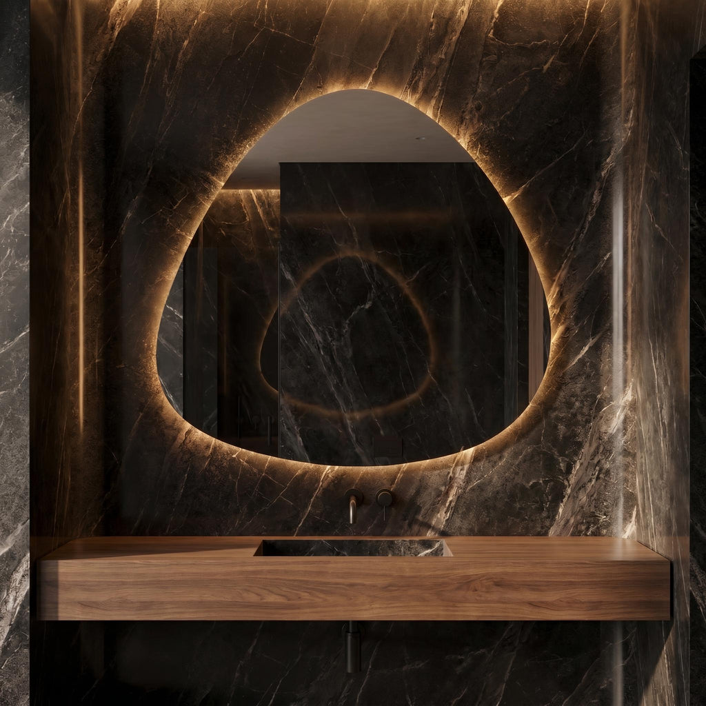 LED Backlit Drop Mirror, Frameless Modern Bathroom Vanity Decor