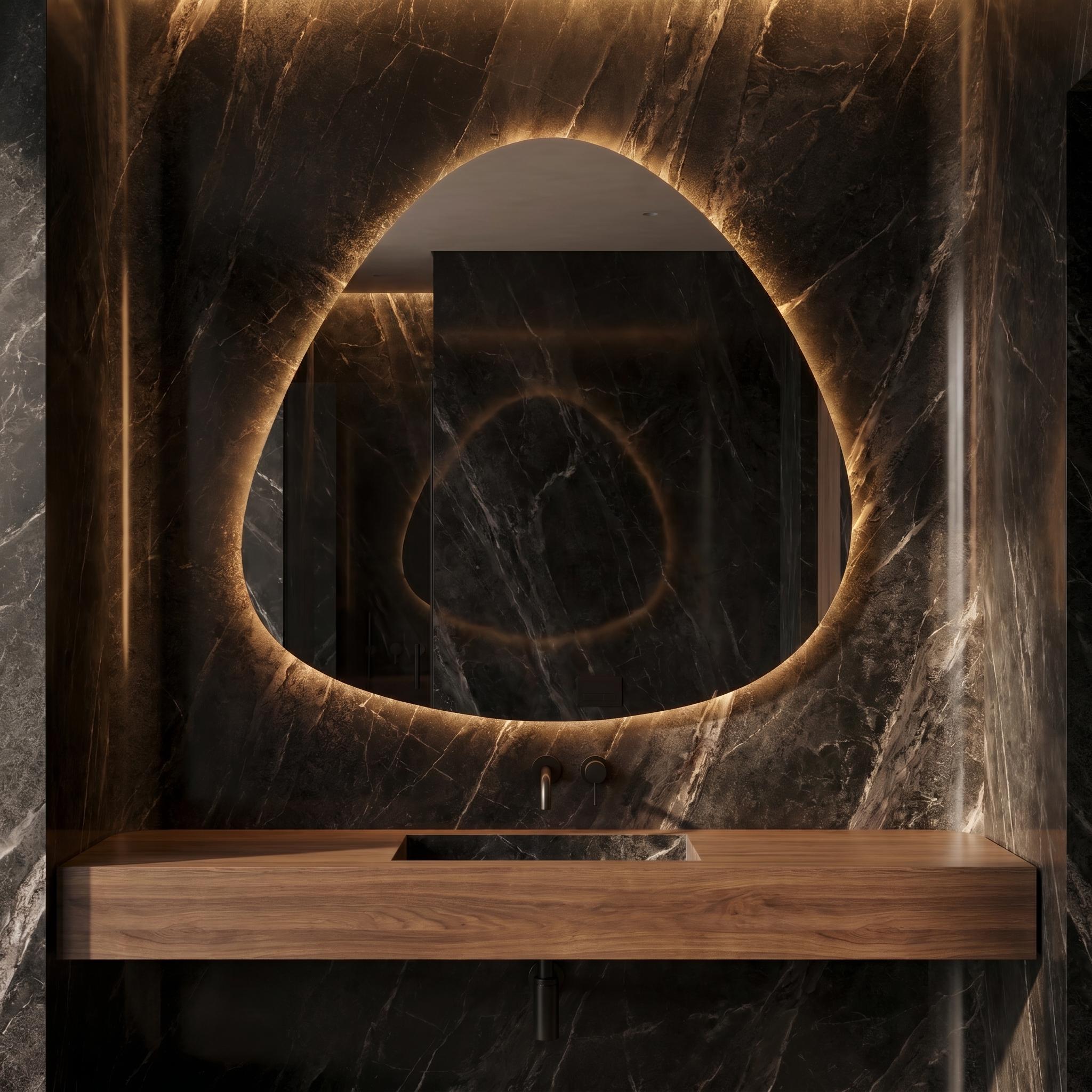 LED Backlit Drop Mirror, Frameless Modern Bathroom Vanity Decor