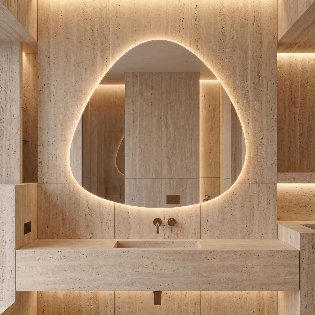LED Backlit Drop Mirror, Frameless Modern Bathroom Vanity Decor