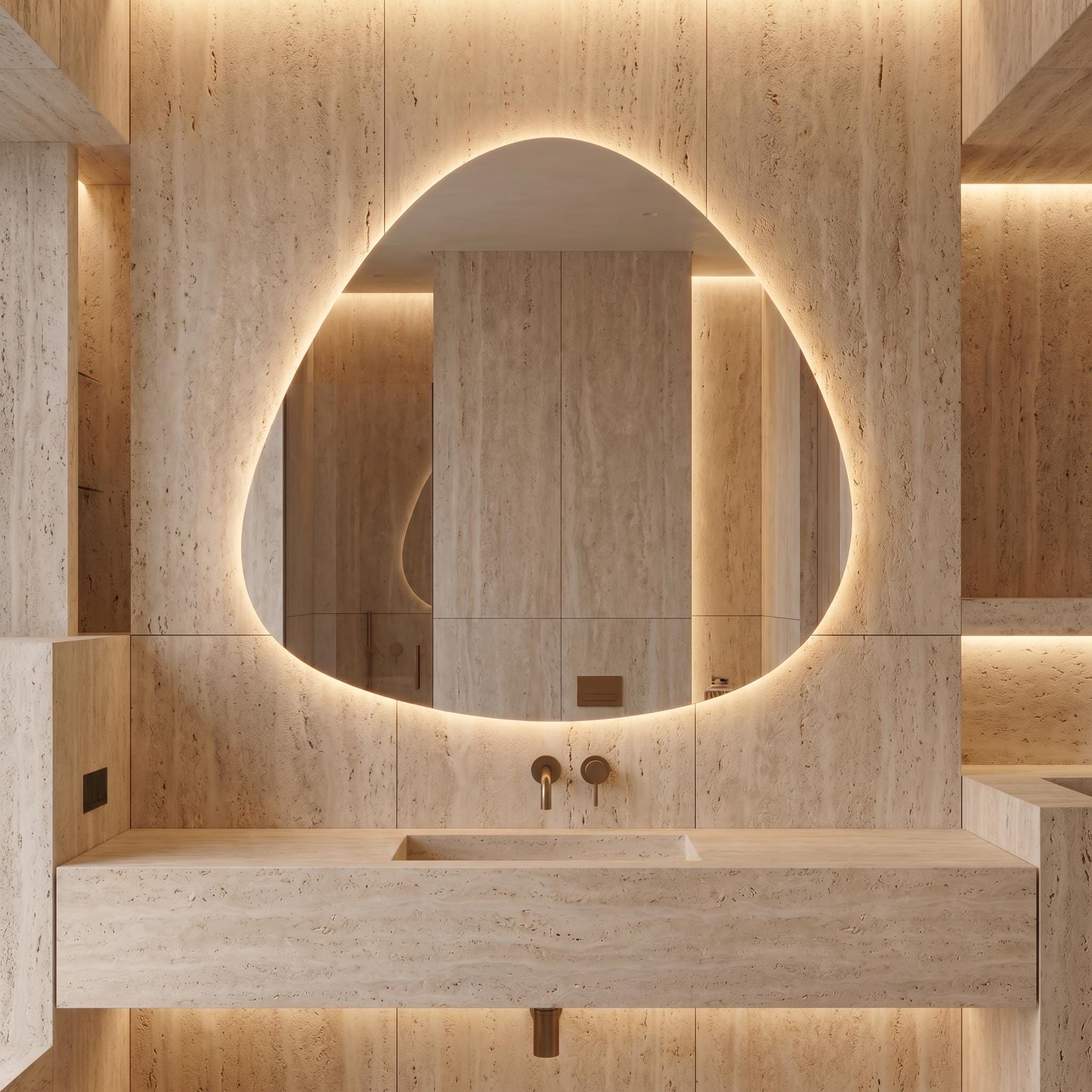 LED Backlit Drop Mirror, Frameless Modern Bathroom Vanity Decor