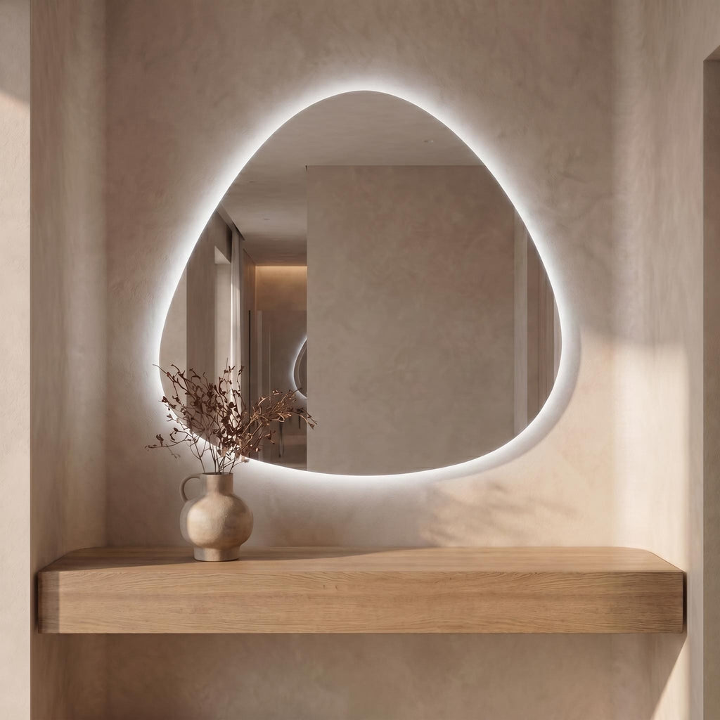 LED Backlit Drop Mirror, Frameless Modern Bathroom Vanity Decor