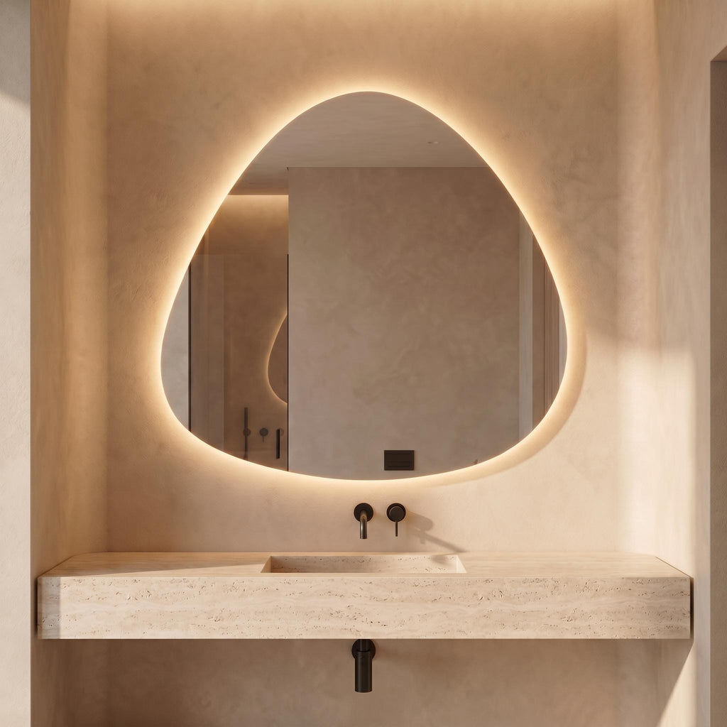 LED Backlit Drop Mirror, Frameless Modern Bathroom Vanity Decor