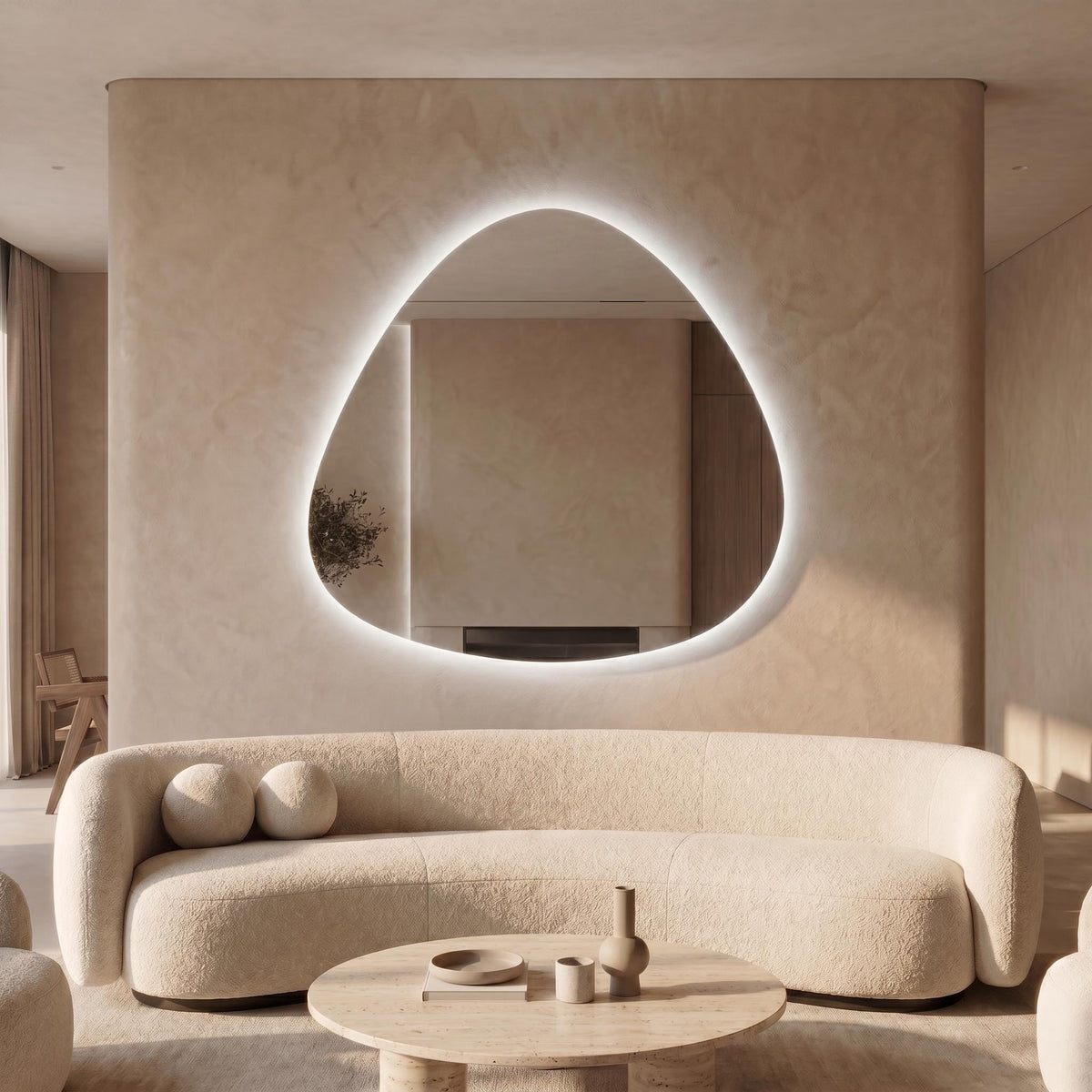 LED Backlit Drop Mirror, Frameless Modern Bathroom Vanity Decor