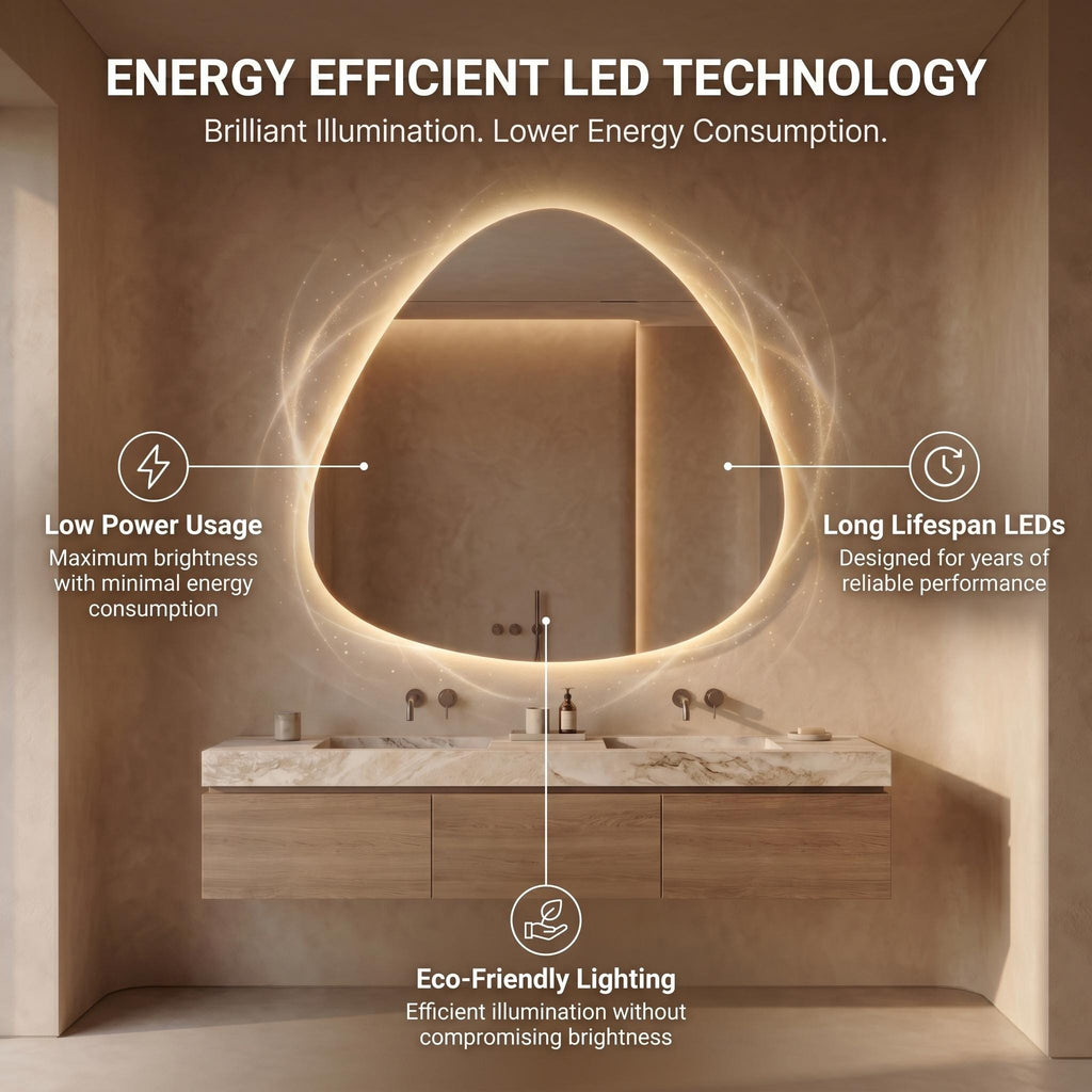 LED Backlit Drop Mirror, Frameless Modern Bathroom Vanity Decor