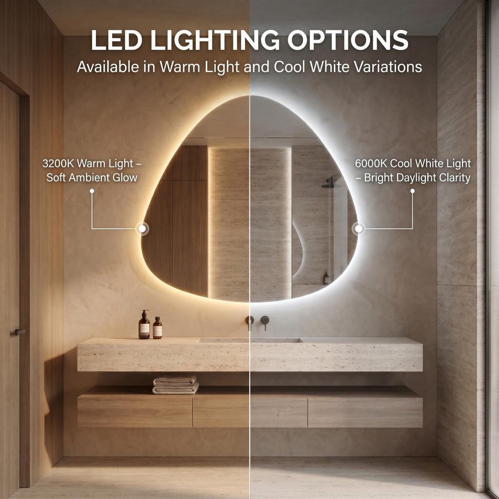 LED Backlit Drop Mirror, Frameless Modern Bathroom Vanity Decor