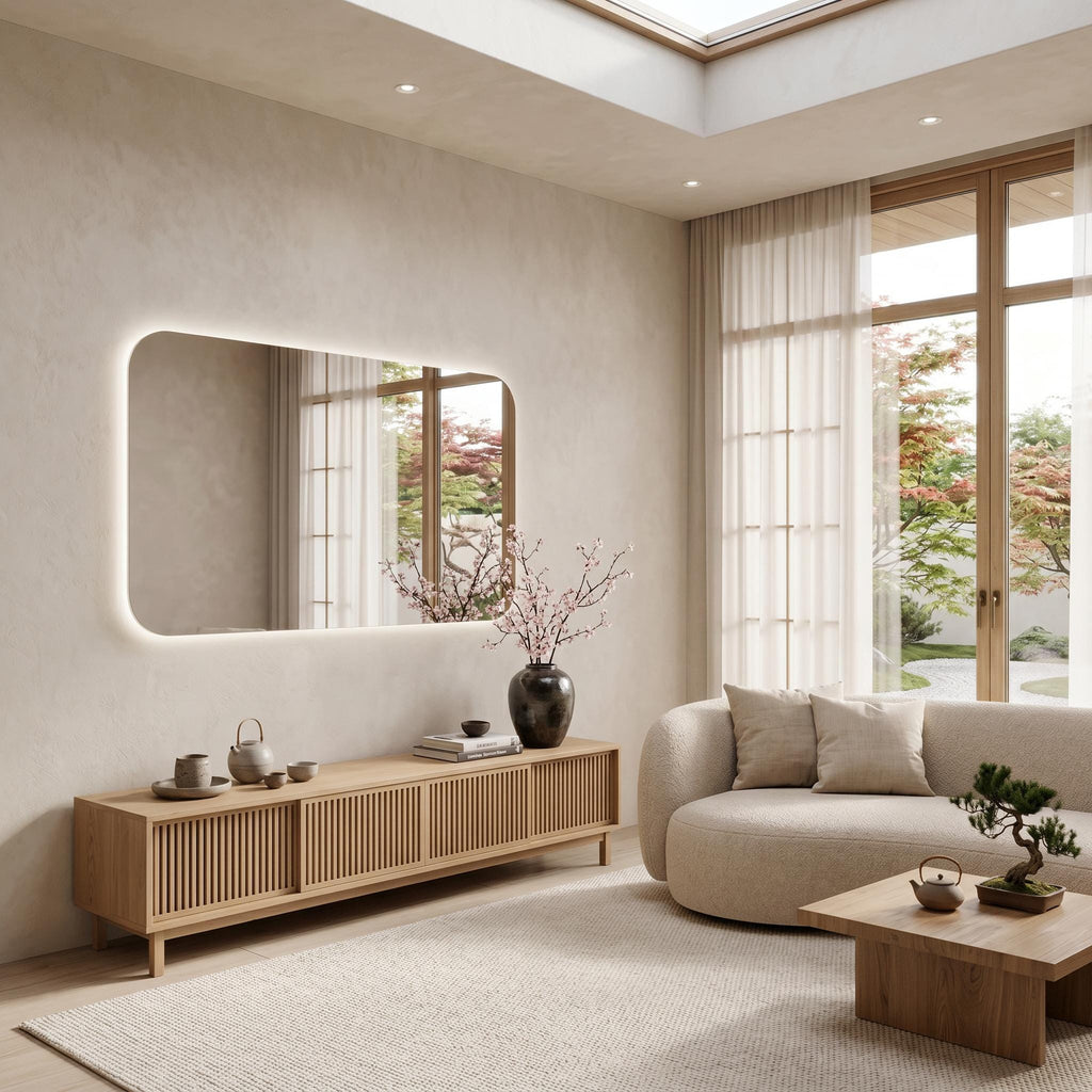 Frameless LED Backlit Rectangle Mirror, Modern Bathroom Vanity Decor, Luxury Wall Mirror