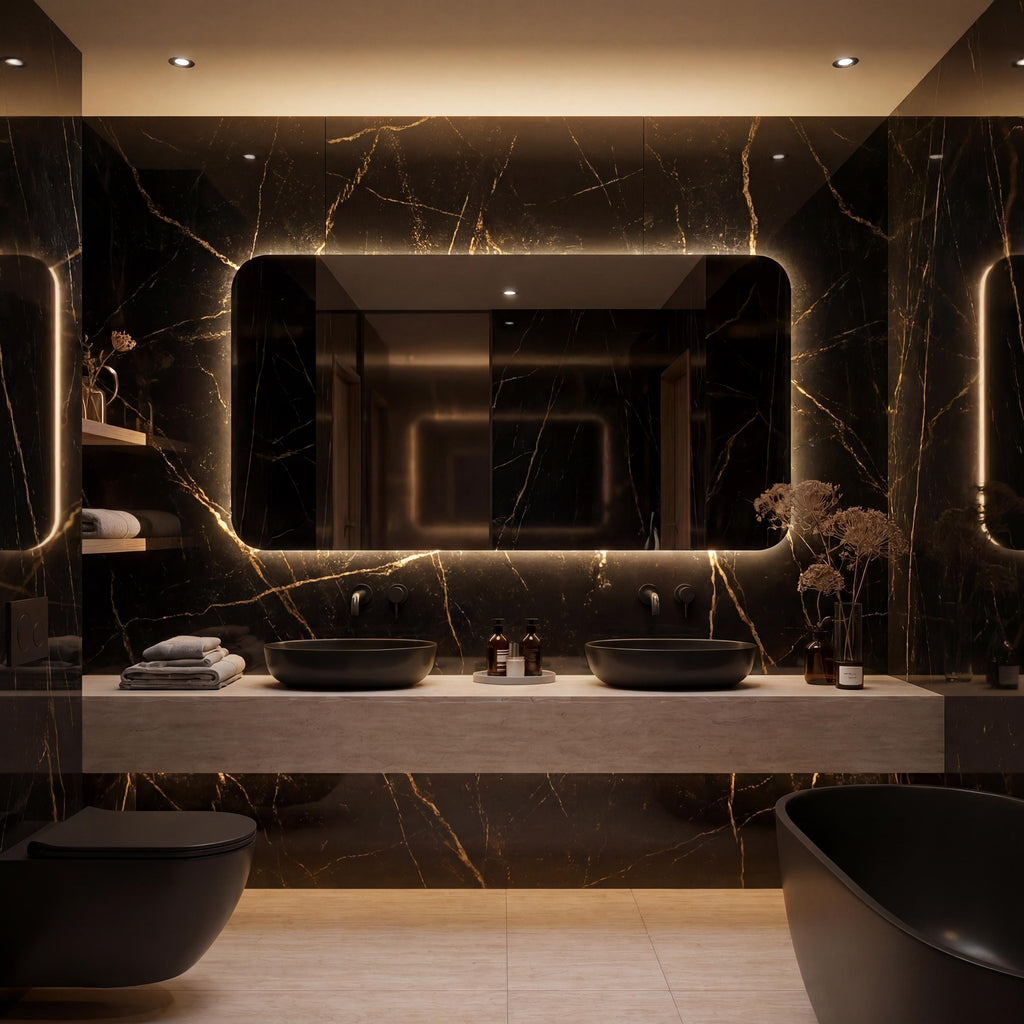 Frameless LED Backlit Rectangle Mirror, Modern Bathroom Vanity Decor, Luxury Wall Mirror