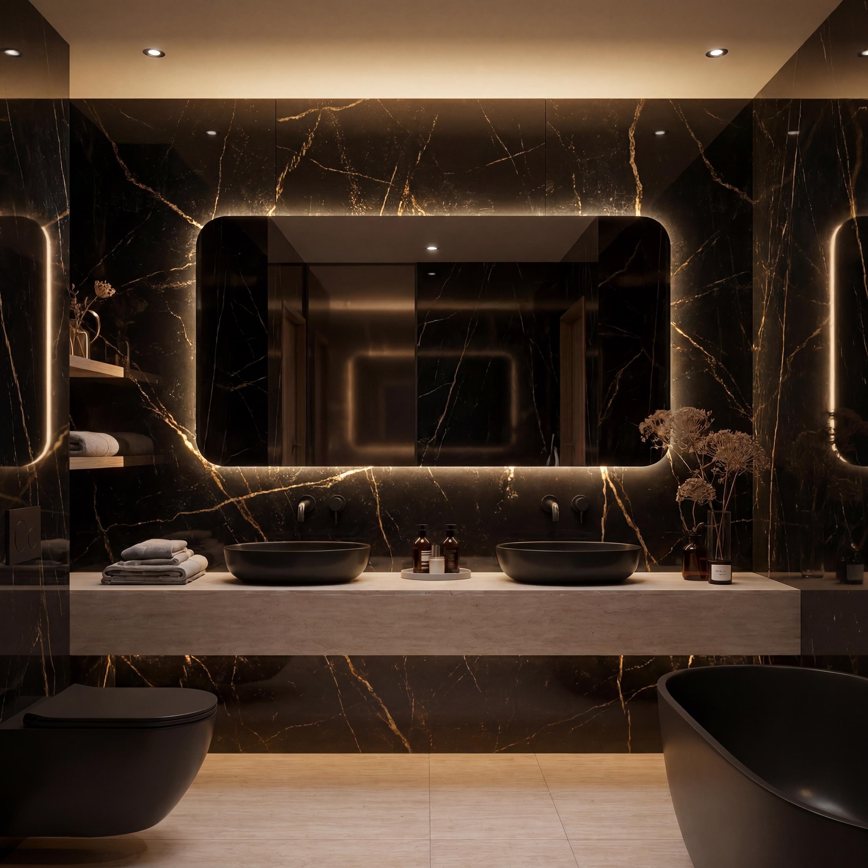 Frameless LED Backlit Rectangle Mirror, Modern Bathroom Vanity Decor, Luxury Wall Mirror