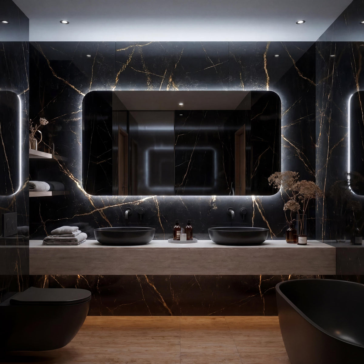 Frameless LED Backlit Rectangle Mirror, Modern Bathroom Vanity Decor, Luxury Wall Mirror