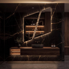 Asymmetrical Geometric LED Bathroom Mirror, Backlit Vanity Wall Light (Warm White/Neutral White)