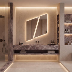 Asymmetrical Geometric LED Bathroom Mirror, Backlit Vanity Wall Light (Warm White/Neutral White)