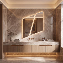 Asymmetrical Geometric LED Bathroom Mirror, Backlit Vanity Wall Light (Warm White/Neutral White)