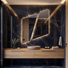 Asymmetrical Geometric LED Bathroom Mirror, Backlit Vanity Wall Light (Warm White/Neutral White)