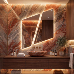 Asymmetrical Geometric LED Bathroom Mirror, Backlit Vanity Wall Light (Warm White/Neutral White)