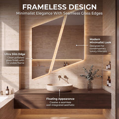 Asymmetrical Geometric LED Bathroom Mirror, Backlit Vanity Wall Light (Warm White/Neutral White)