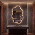 Asymmetrical Organic LED Bathroom Mirror, Modern Luxury Wall Vanity Light Glow