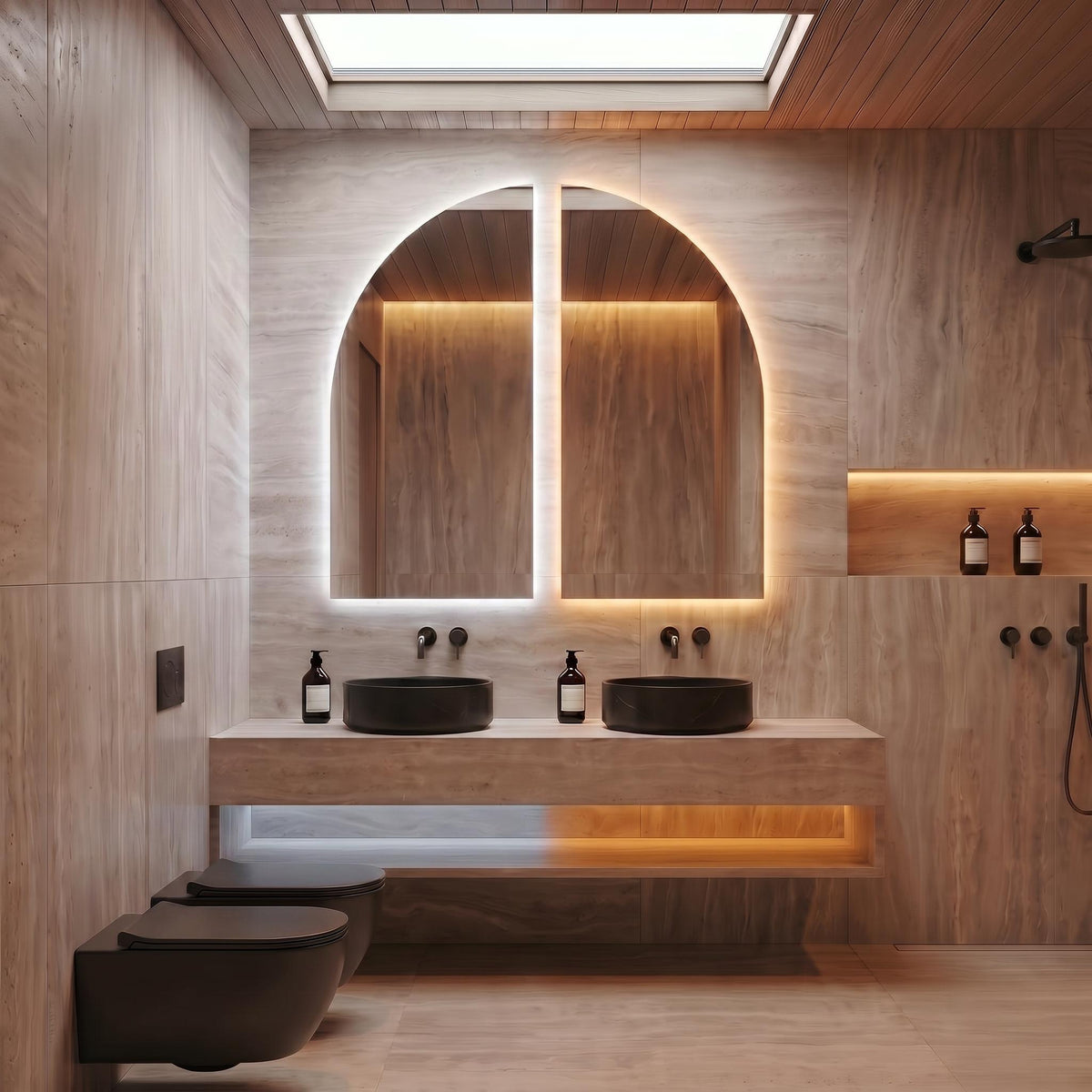 LED Backlit Arch Mirror, Frameless Modern Bathroom Vanity Decor