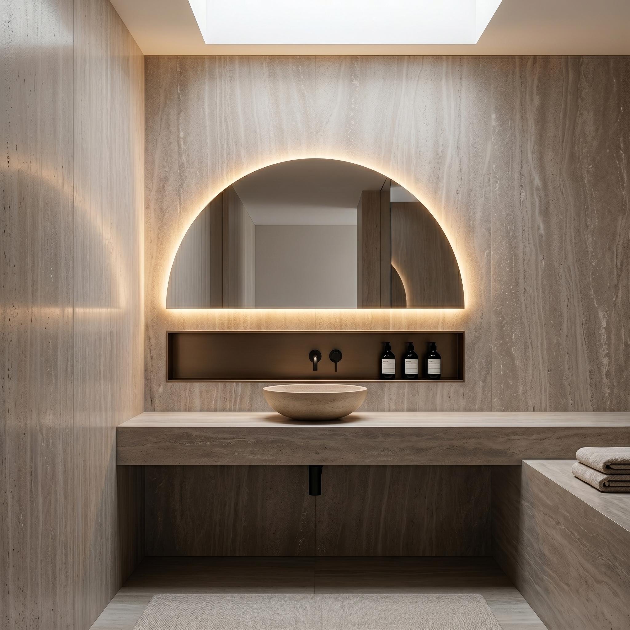 Frameless Half Circle LED Mirror | Modern Backlit Vanity Wall Decor