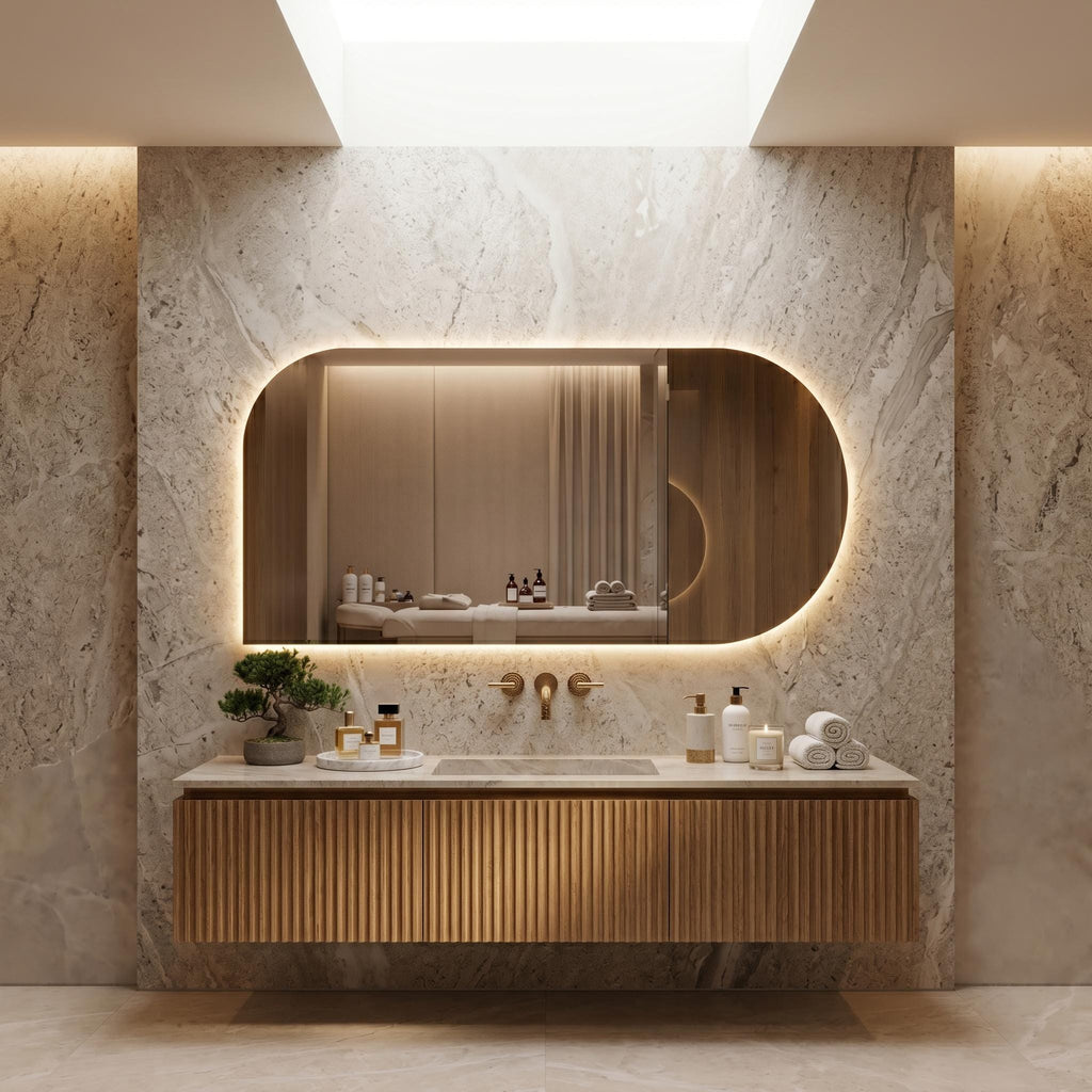 LED Backlit Bathroom Mirror, Organic Shape Vanity Wall Mirror