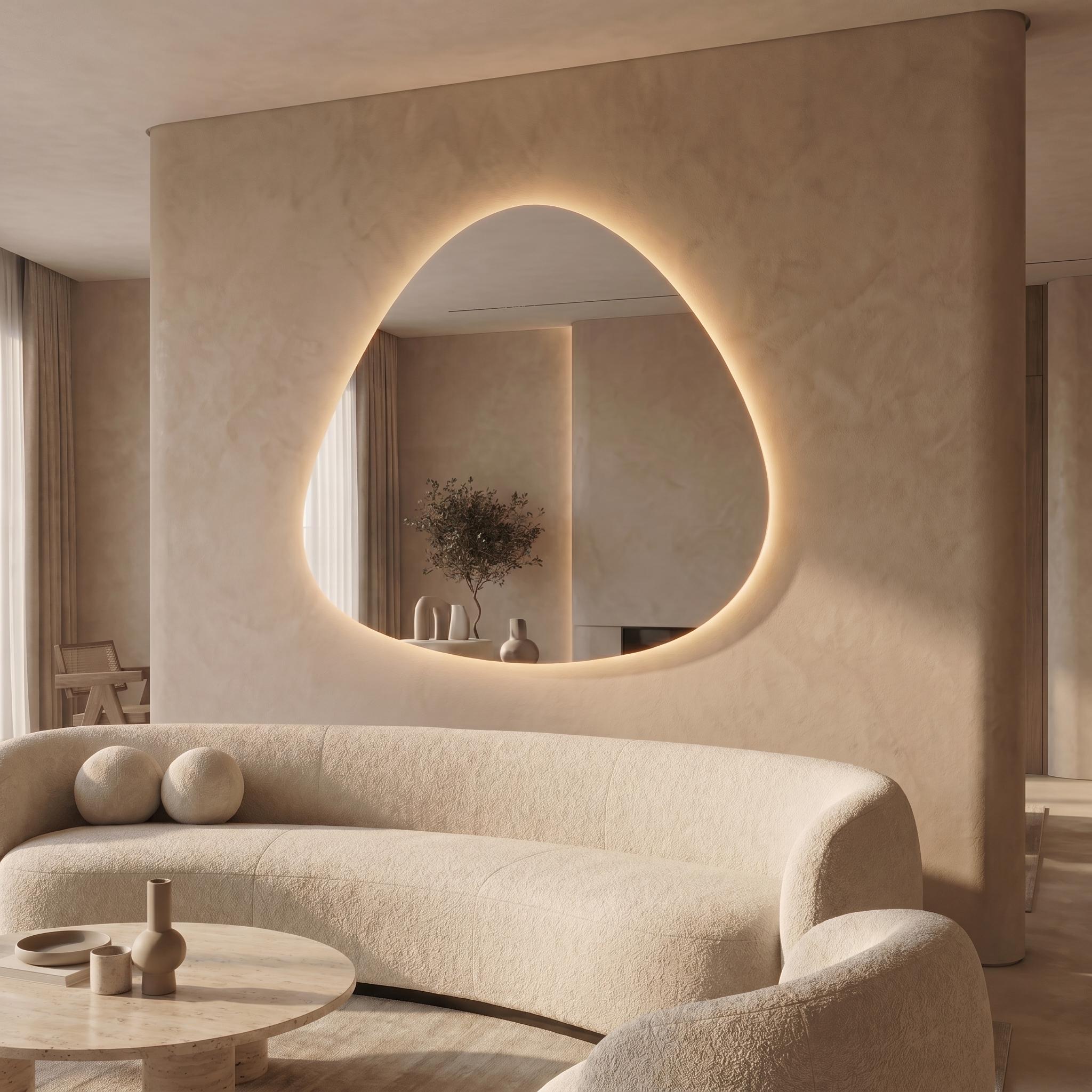 LED Backlit Drop Mirror, Frameless Modern Bathroom Vanity Decor
