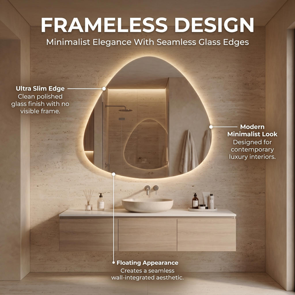 LED Backlit Drop Mirror, Frameless Modern Bathroom Vanity Decor
