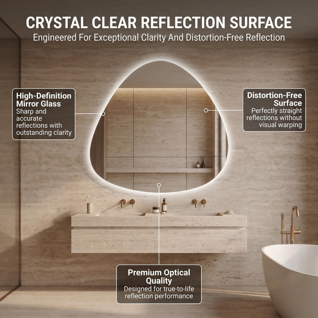LED Backlit Drop Mirror, Frameless Modern Bathroom Vanity Decor