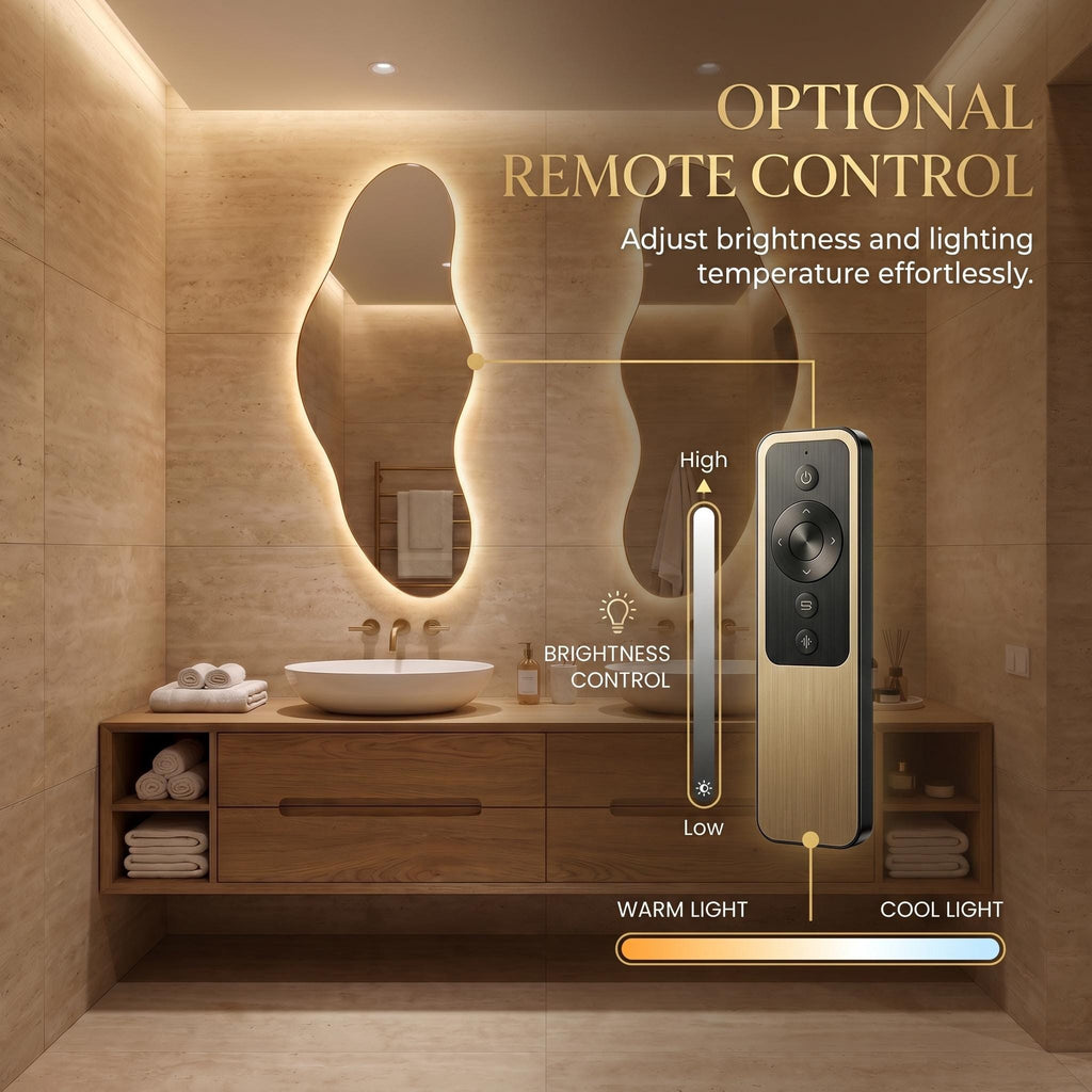 Organic LED Bathroom Mirror Set of Two, Asymmetrical Frameless Vanity Decor