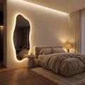 Organic LED Wall Mirror, Frameless Asymmetrical Vanity Decor Modern Entryway Accent