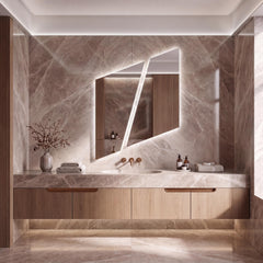 Asymmetrical Geometric LED Bathroom Mirror, Backlit Vanity Wall Light (Warm White/Neutral White)