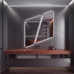 Asymmetrical Geometric LED Bathroom Mirror, Backlit Vanity Wall Light (Warm White/Neutral White)