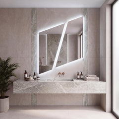 Asymmetrical Geometric LED Bathroom Mirror, Backlit Vanity Wall Light (Warm White/Neutral White)